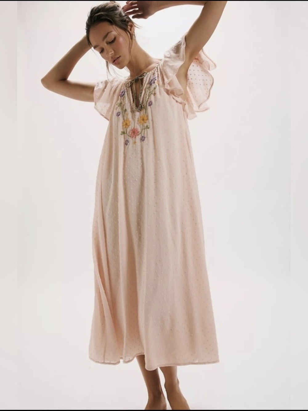 NWT FREE PEOPLE Savannah Rose Midi Dress | Pink Shell Size Small $248 Retail!!!